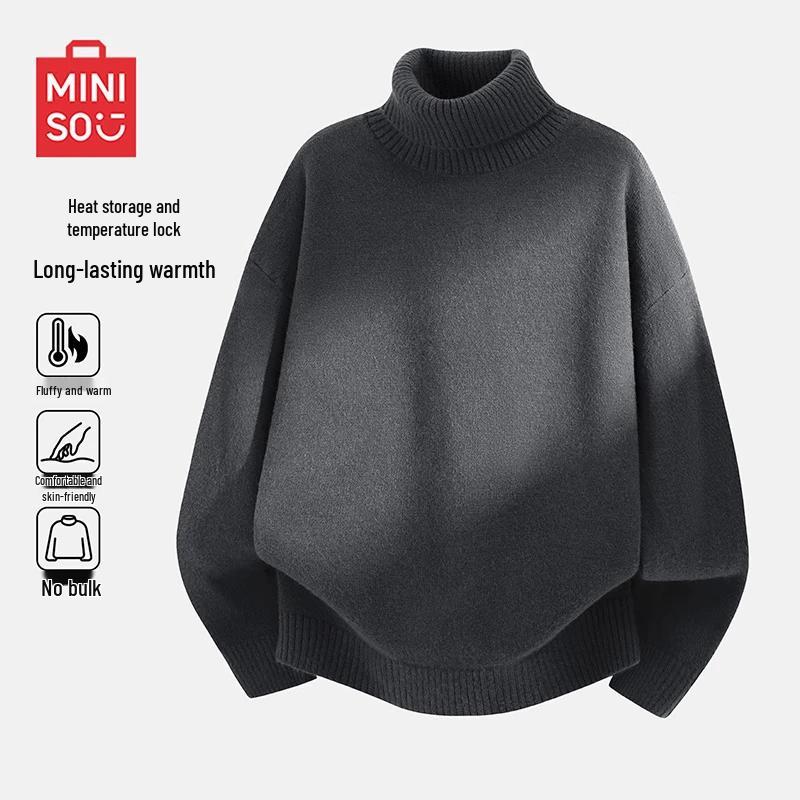 

MINISO Men s Fleece-Lined Turtleneck Sweater 3XL