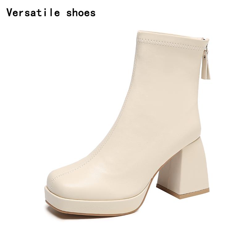 Winter Platform Thick Heel Women Ankle Boots Fashion Modern Short Booties Ladies Concise Largas Booties