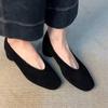 Fashion Black Suede Women Pumps Vintage Square Toe Commuter Single Shoe Fashion Slip on Thick Heeled Shoes for Women Shallow Heels Women