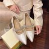 Fashion Pointed Toe French Rhinestone One Character Temperament Single Shallow Mouth Summer New Fashion Mary Jane Shoes