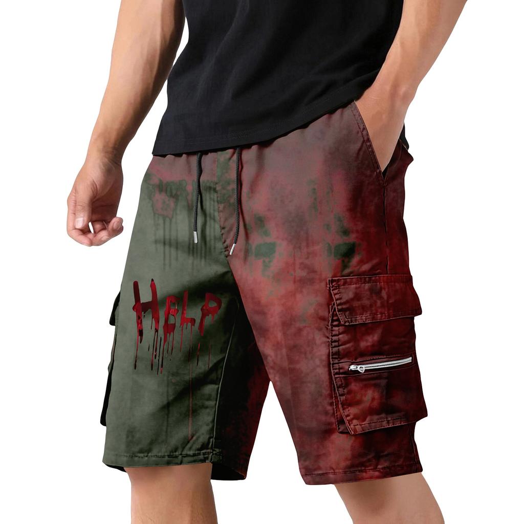 Men's Multi Pocket Drawstring Cargo Shorts Casual Outdoor Workwear Shorts with Zipper Pockets and Elastic Waistband for Everyday Use