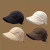 Autumn and Winter Korean Style Warm Peaked Cap for Women Cold Proof Thickened with Velvet  Slimming  Double Sided Equestrian Hat