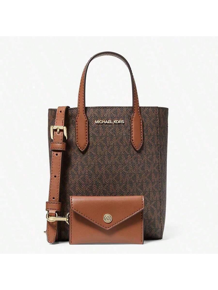

Michael Kors Women s Mini Tote Bag - Printed Coated Shoulder/Crossbody Bag, Brown, Suitable for Daily Commute, Casual Outings, etc. 35F4G2VC0B-BROWN коричневый