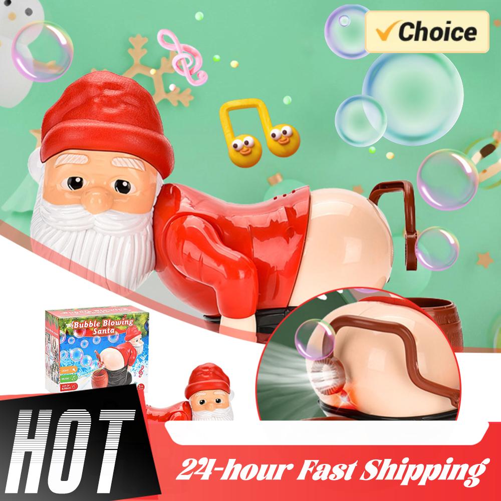 Festive Christmas Fun Santa Claus Bubble Machine with Music & Light Farting Soap Bubble Toy Novelty Xmas Kids Unique Gift
