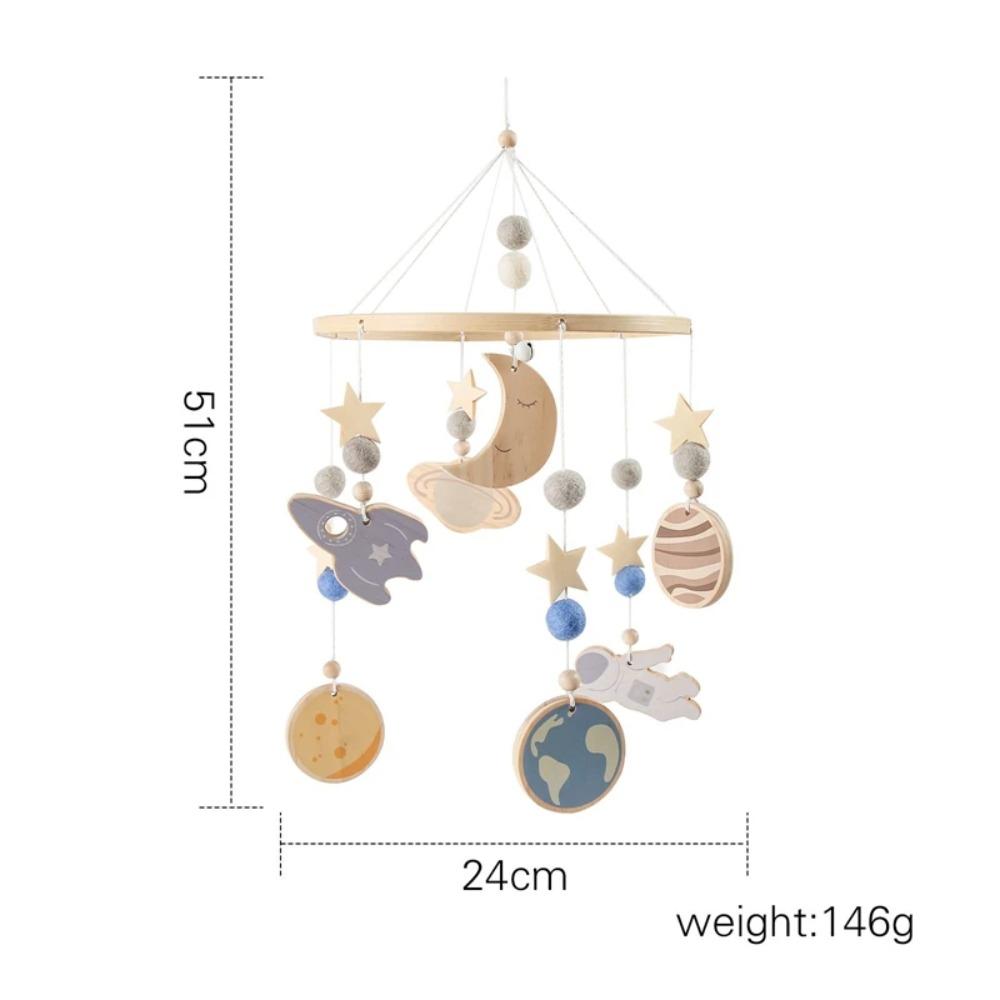 Baby Wooden Bed Bell Cartoon Rabbit Mobile Hanging Rattles Toy Hanger Crib Mobile Bed Bell Wood Toy Holder Arm Bracket Kid Gifts