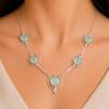 Náhrdelník z drahokamu Aqua Chalcedon, Ručně vyrobený náhrdelník ze sterlingového stříbra 925, Elegantní svatební náhrdelník RN-2-18