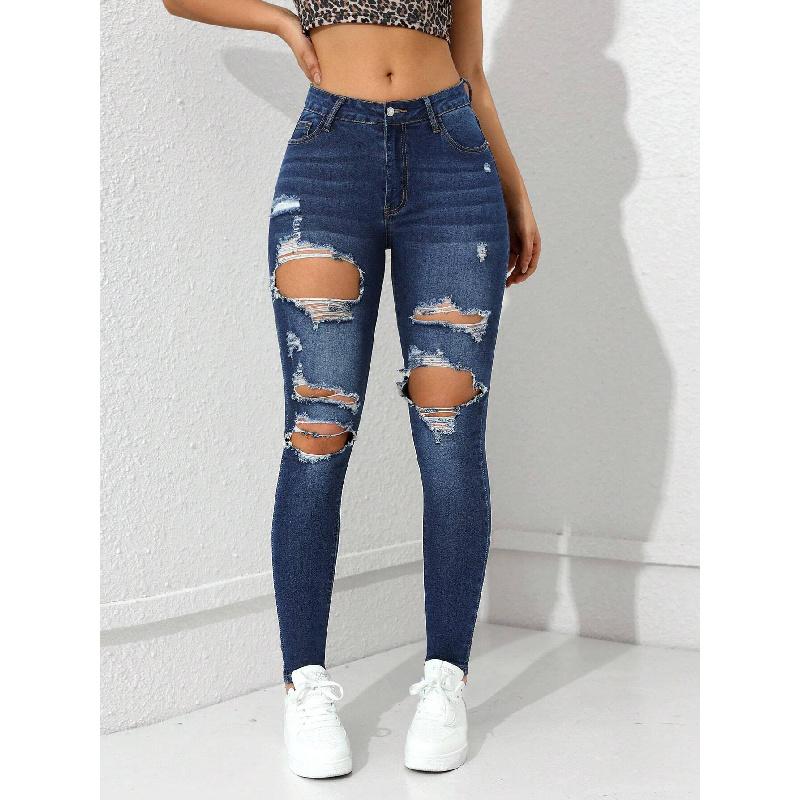 2026 New Fashionable Ripped Slim-Fit Casual Slimming Women's Jeans