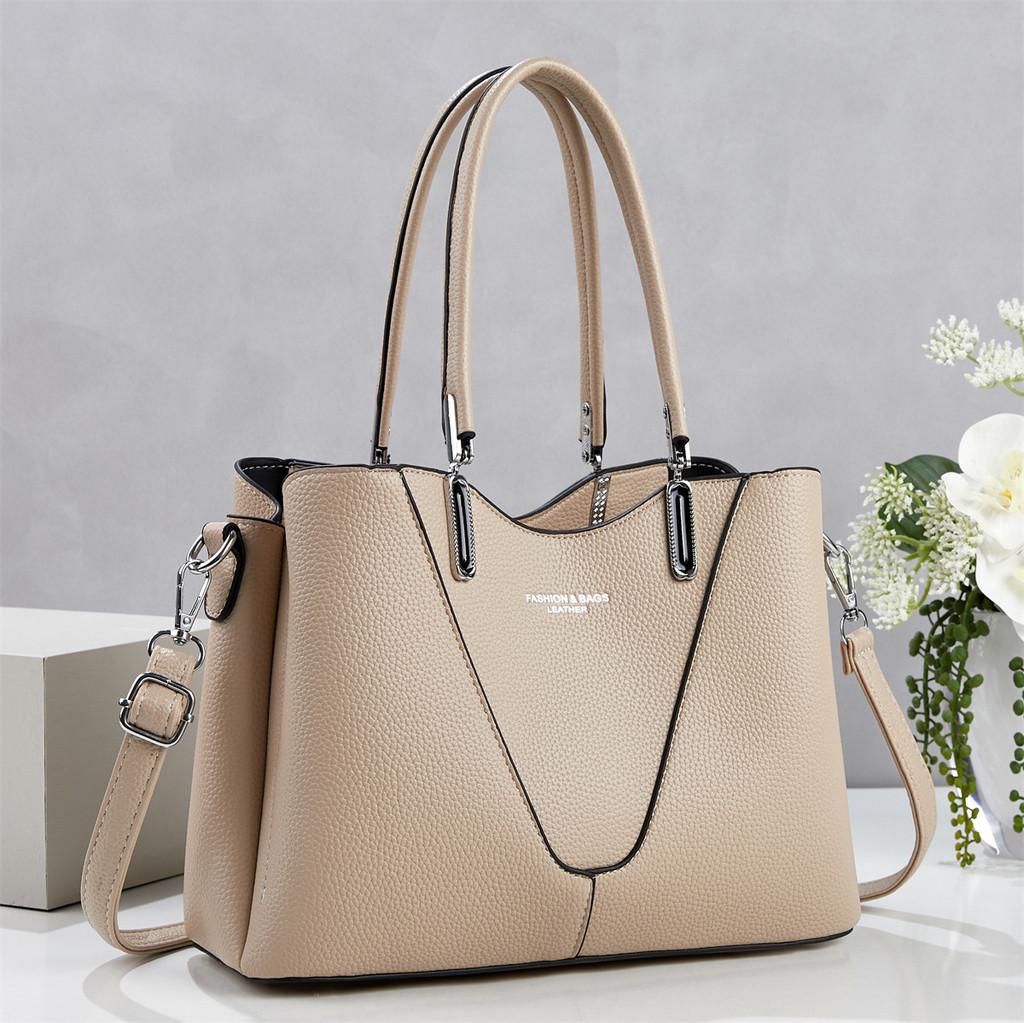 Womens Pu Large Tote Handbag With Top Handle And Shoulder Strap For Daily Commute