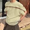 INCERUN Men Short Sleeve Hollow Patchwork Zip-up Casual Loose T-shirts