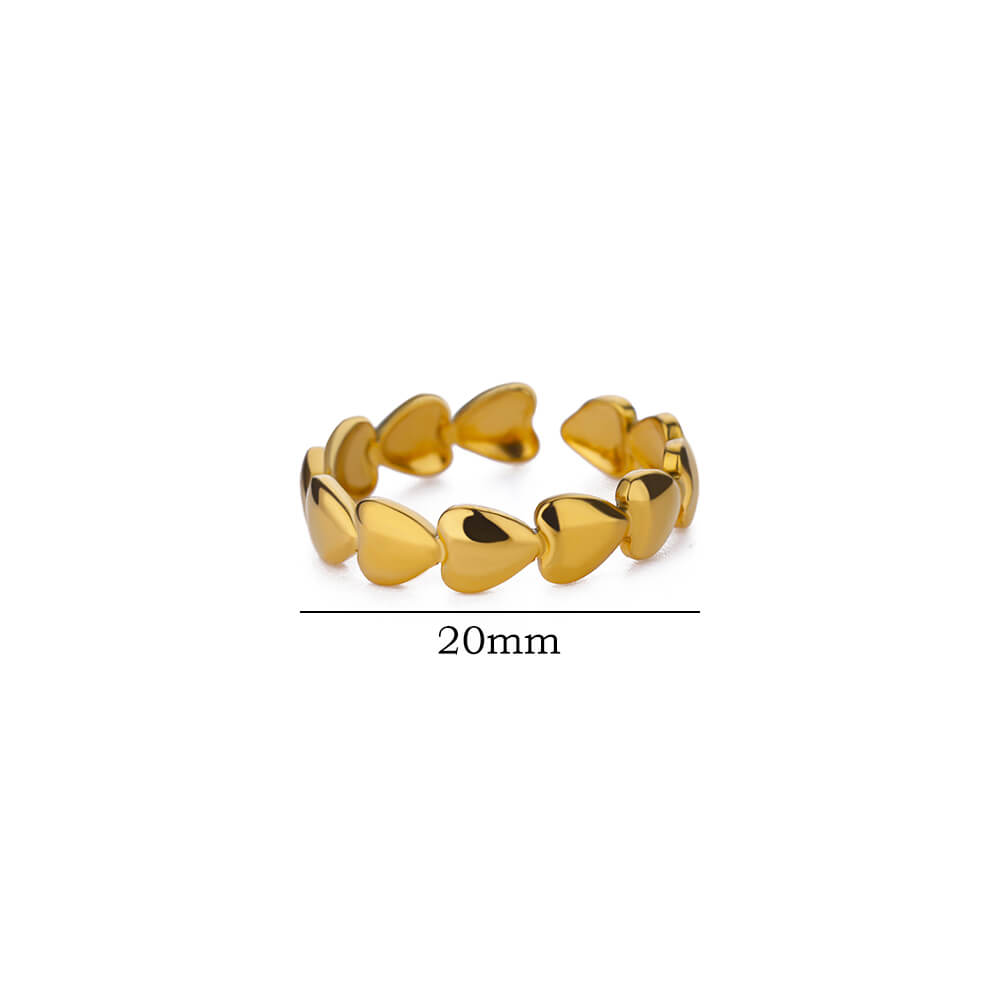 Stainless Steel Heart Rings For Women Opening Adjustable Gold Color Heart Ring Wedding Couple Christmas Jewelry Party Gifts