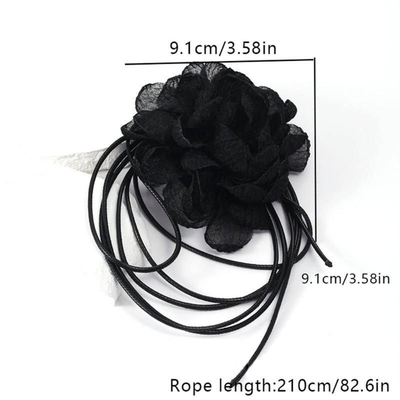 Vintage Big Flower Choker Necklace for Women Gifts Elegant Lace-up Rope Chain Necklace Fashion Jewelry Accessories