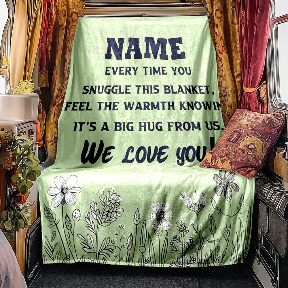 Warm Hugs In Every Snuggle Moment Blanket Personalized Name Soft Comfortable Stylish Blanket Car Blanket Perfect For Travel Camping Outdoor Home