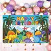 Cartoon Dinosaur Themed Background Banner For Birthday Party And Event Decor