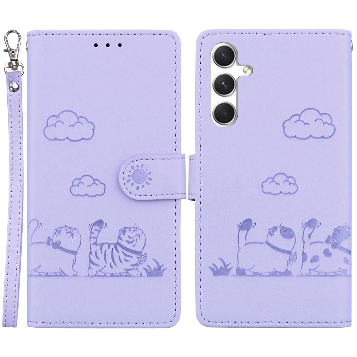 

For Samsung Galaxy S25+ Case RFID Blocking Kitten Pattern TPU+PU Leather Phone Cover F