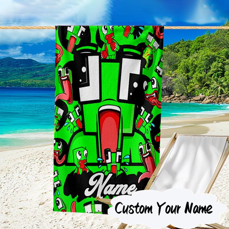 Custom Name Space Alien Un-speakable Microfiber Beach Towel Super Soft & Absorbent for Bath, Beach, Travel Bath Time Accessory, Fan Gifts