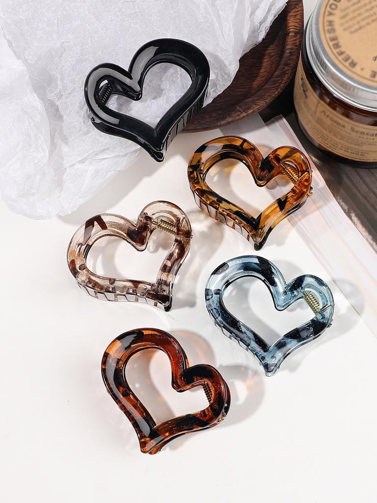 4 Stück Herzförmige Krallen Haarspangen für Frauen und Mädchen - 2 Zoll, 4 Farben, Rutschfeste Haarspangen Starker Halt für Dünnes Dickes Haar