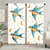 2pcs Bird Starry Moon Curtains - Semi-Sheer Window Drapes with & Orange Birds   Light Filtering Privacy Panels for Living Room   B