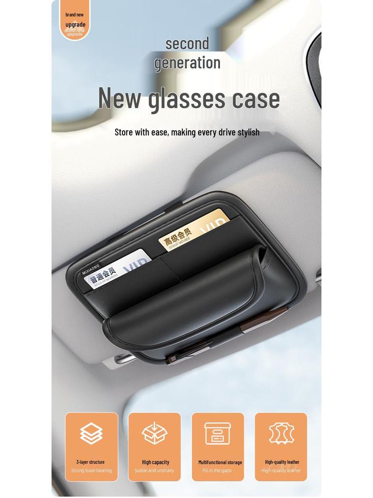 Universell bilvisir solbrilleholderklemme - Multifunksjonell brilleetui og oppbevaringsboks