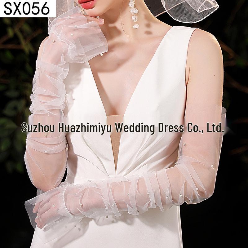 Elegant Pearl Bow Wedding Gloves - French Aesthetic for Bridal Portrait Styling