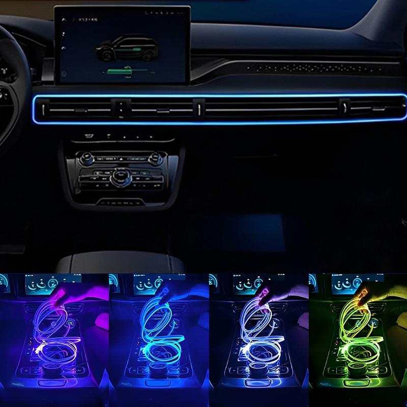 Neon Car LED Interior Ambient Lights 13.12FT Colorful Fiber Optic RGB Strip USB Remote Control Auto Atmosphere Decorative Lamp