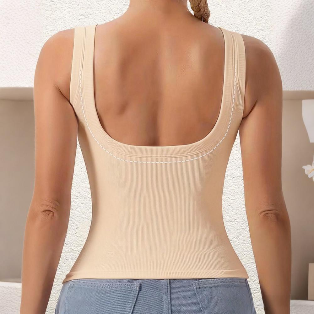 Women's Ribbed Shapewear Tank Tops with Built-in Bra Tummy Control Compression Camisole Slimming Shapewear Top for Daily & Outer Wear