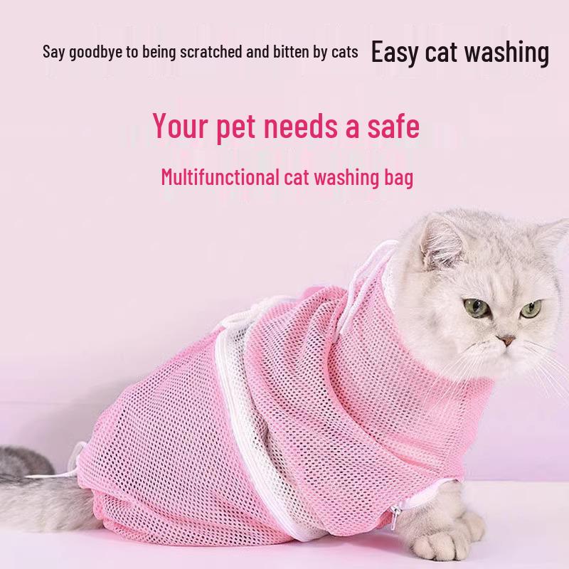 Anti-Scratch Cat Bathing Bag with Nail Clippers
