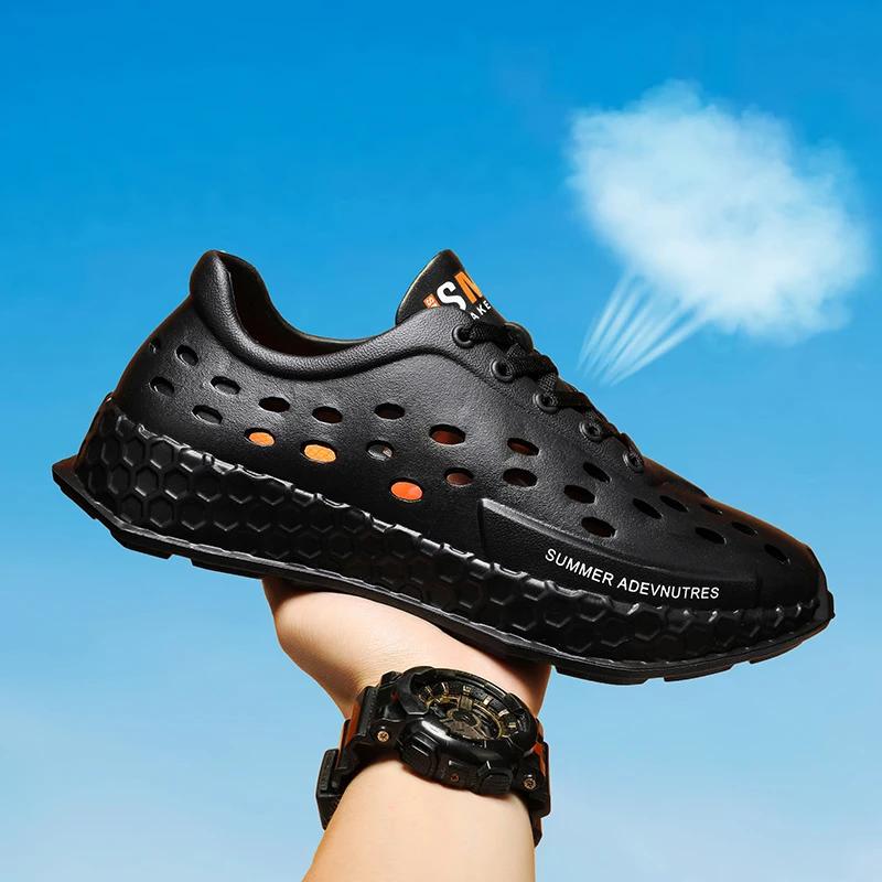 

Unisex beach sandals women s perforated shoes water shoes comfortable and non slip casual shoes kitchen shoes men s garden shoes 44 чорний