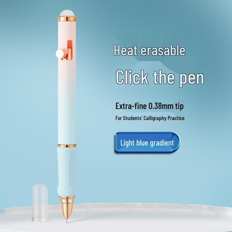 Blue Erasable Fountain Pen for Students with Refillable Heat-Erase Ink and Eraser, Ideal for Writing Practice