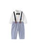 British Baby Boy Overalls Set: Two-Piece Formal Wear for Spring/Autumn - 1-Year-Old Long-Sleeved Gentleman Shirt