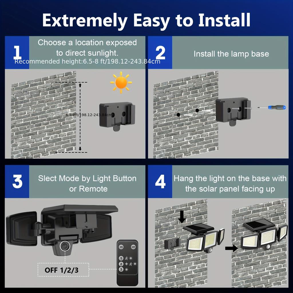 2Pack Outdoor Solar Lights, IP65 Waterproof,210LED 2500LM Motion Sensor Safety Lights for Porch, Garage, Yard Entrance, Patio
