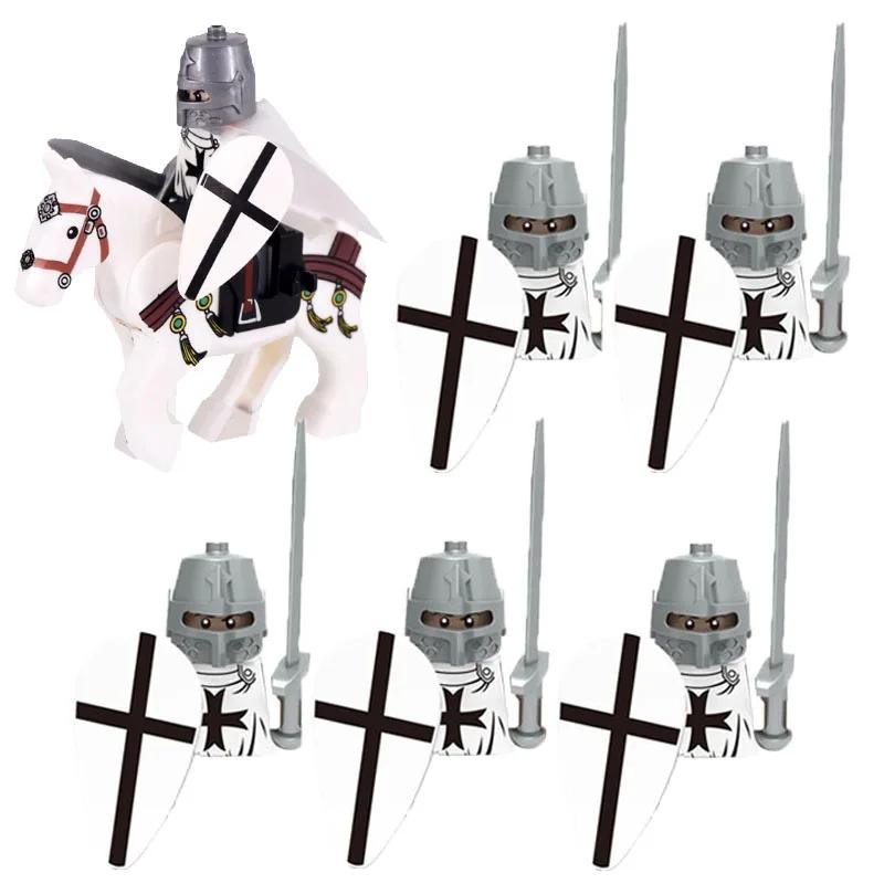MOC Medieval Lion King Castle Knight Building Blocks Figure Accessories War Horse Cavalry Warrior Crusaders Toy Gift Bricks N029