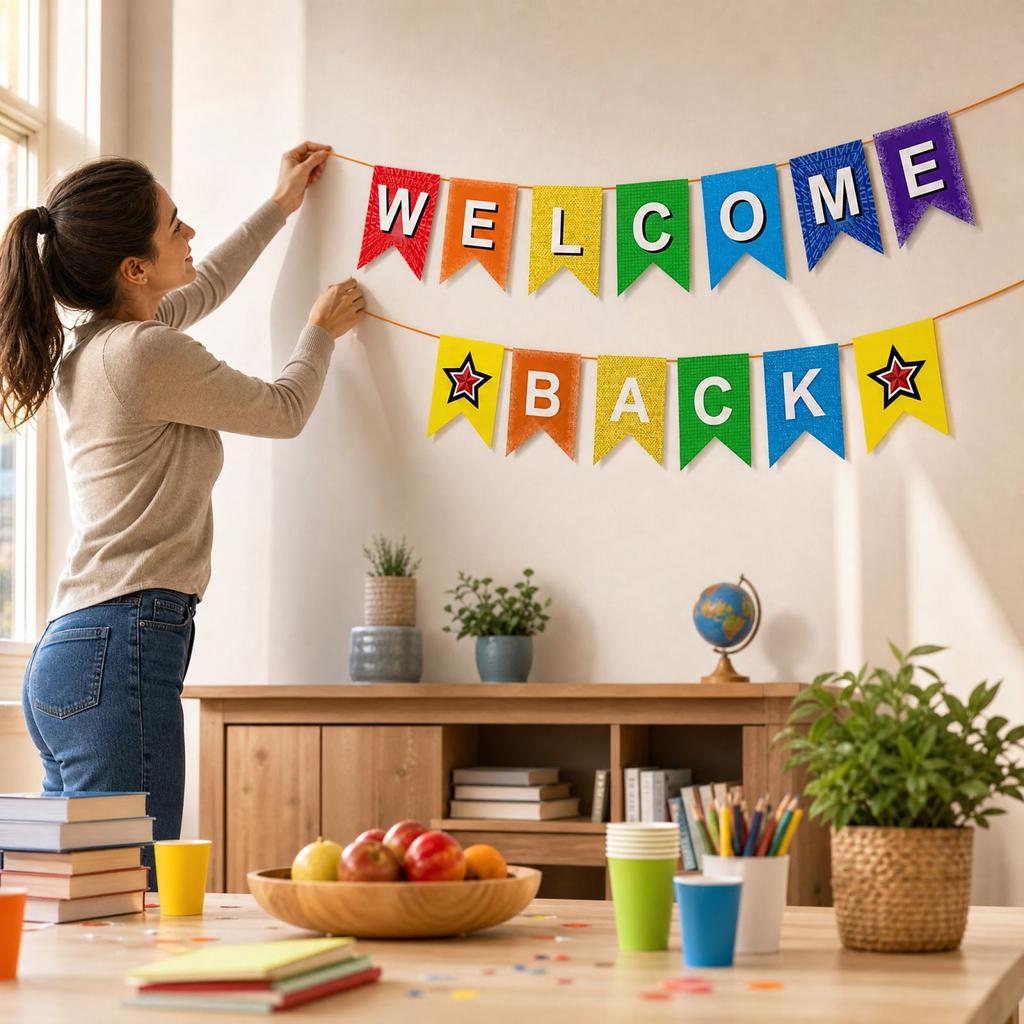 Back To School Party Decorations Welcome Back Bunting Flags for Kids