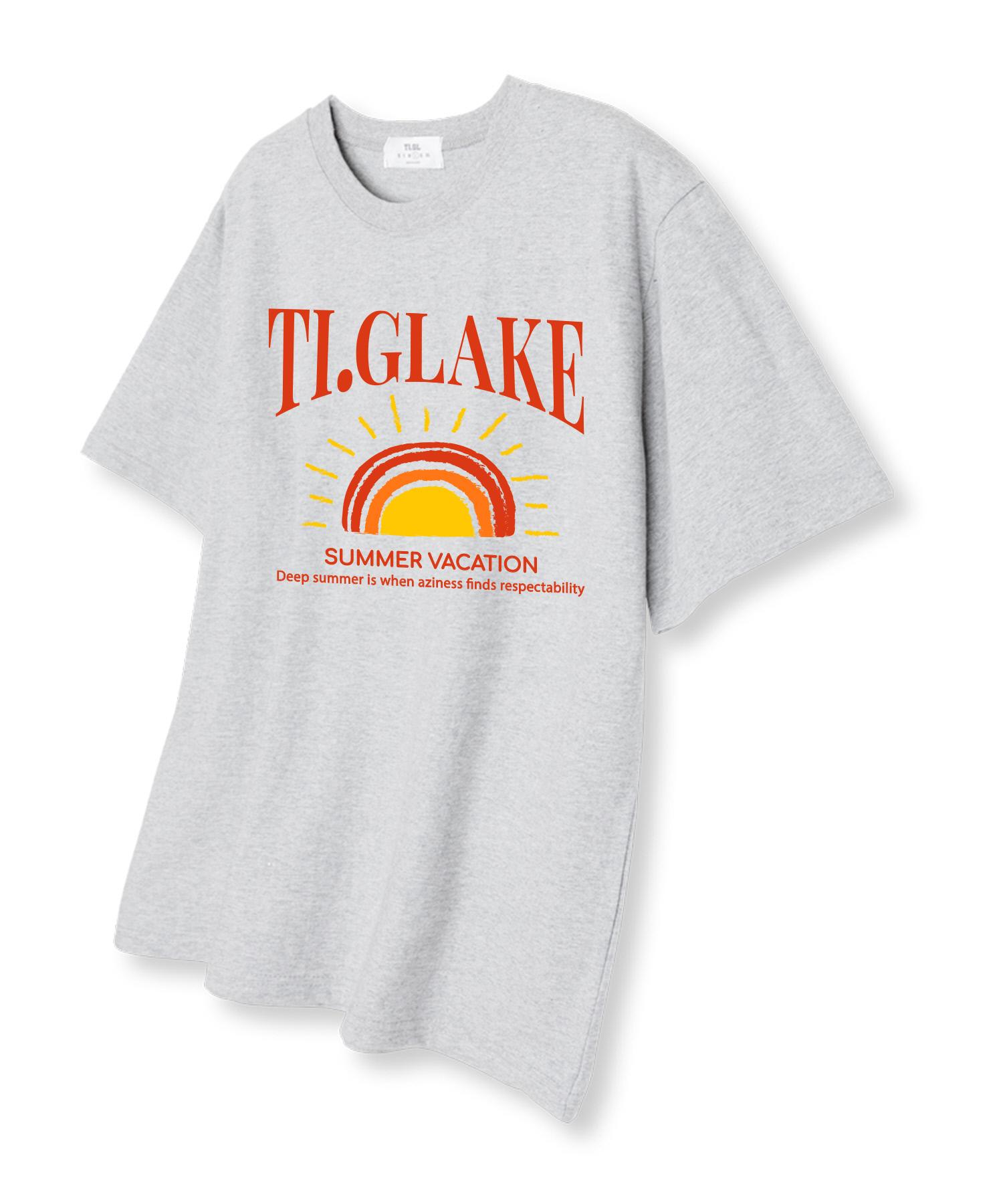 Tee Glake Vacation Sun Oversized Short Sleeve T-Shirt Light Gray L
