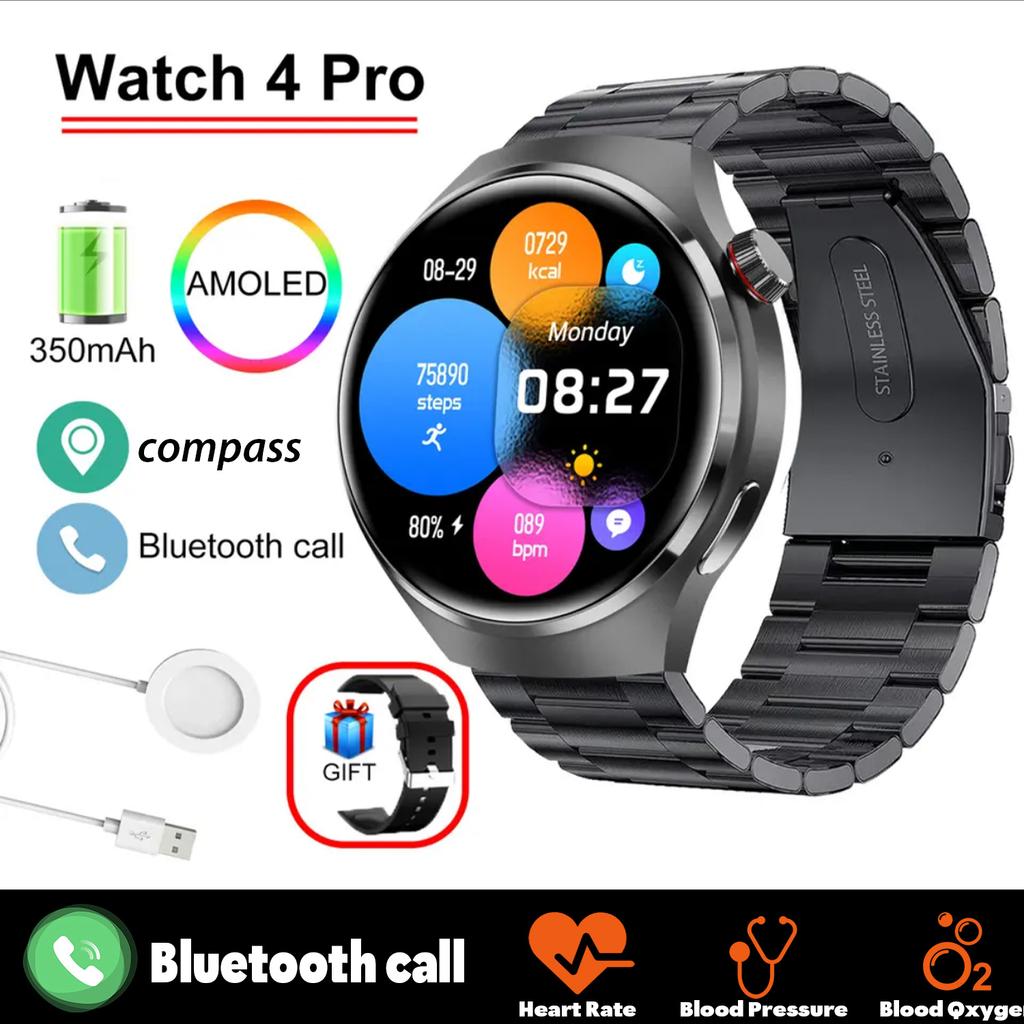 2025 New GT Series Smart Watch 4 Pro AMOLED HD Screen Bluetooth Call Heart Rate Waterproof SmartWatch For Huawei Watches Men Ms.