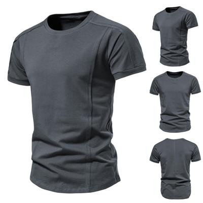 Men Summer T-shirt Short Sleeve Round Neck Solid Color Slim Fit Pullover Daily Wear Soft Sports Exercise Men Top Male Clothing