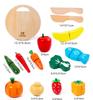 Wooden Pretend Play Fruit & Veggie Cutting Set for Kids - Educational Kitchen Toy