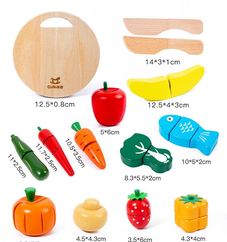Wooden Pretend Play Fruit & Veggie Cutting Set for Kids - Educational Kitchen Toy