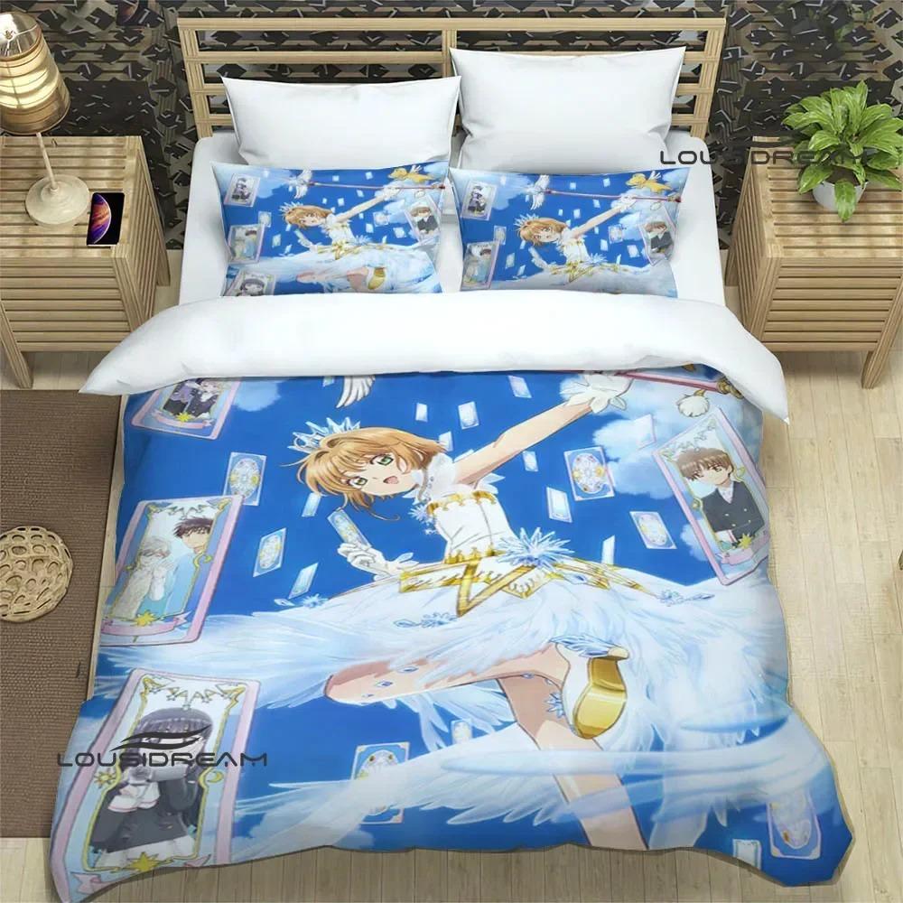 Card Captor Sakura Print Bedding Sets Exquisite Bed Supplies Set Duvet Cover Bed Comforter Set Bedding Set Luxury Birthday Gift
