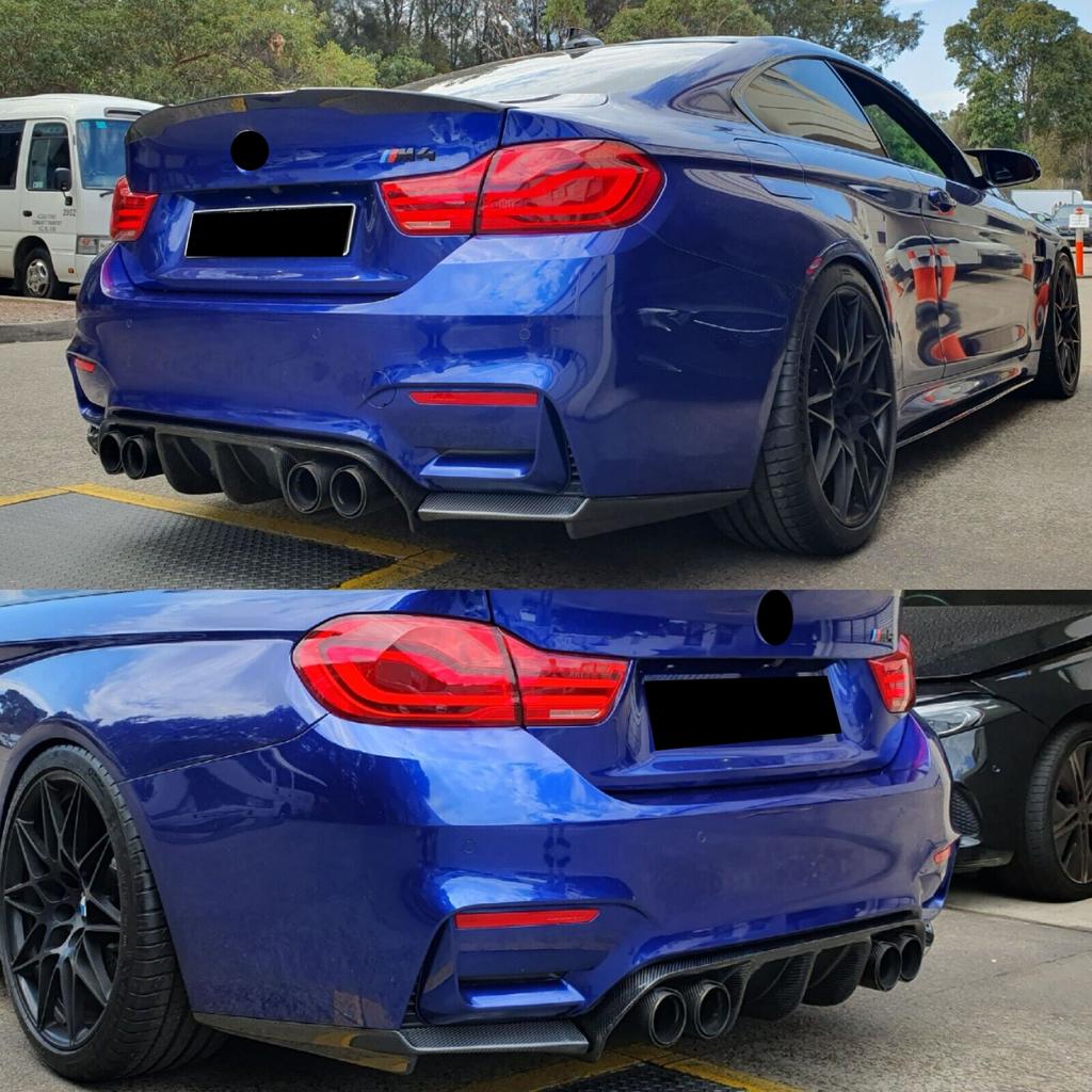 For BMW F80 M3 F82 F83 M4 2015-2020 Car Rear Diffuser Bumper Corner Spoiler Splitter Rear Lip Protector Guard Carbon Fiber Look