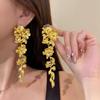 Silver Needle Floral Tassel Stud Earrings: European & American Design for Women – Fashionable Luxury Ear Jewelry.