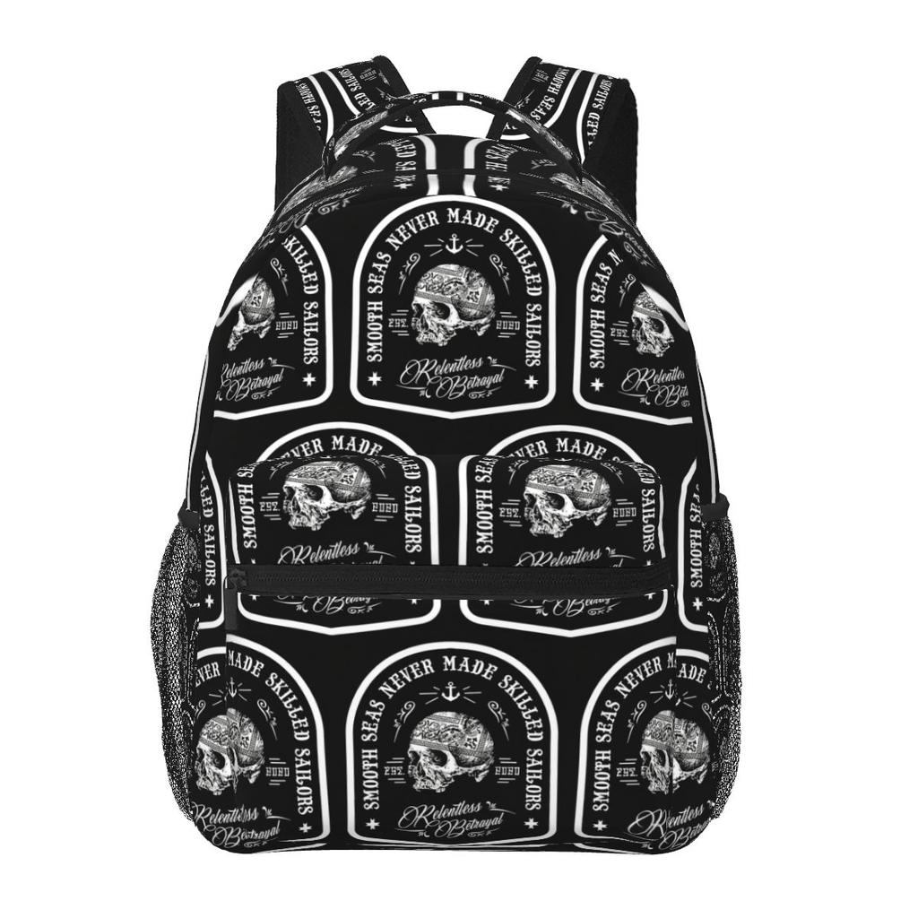 Ein ruhiger Ozean macht nie einen erfahrenen Seemann Totenkopfmuster Rucksack Schüler Junge Mädchen BuchTasche Schultasche Umhängetaschen für Männer Frauen