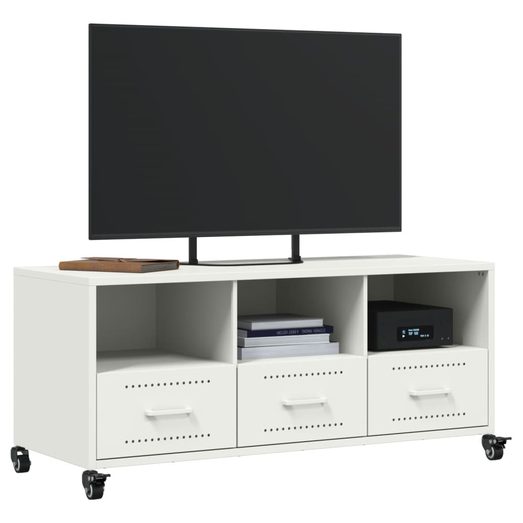 TV Stand White 100.5 x 39 x 43.5 cm Steel