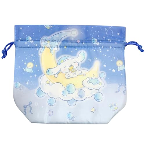 Cinnamoroll Night Sky Insulated Lunch Bag, Foldable Drawstring Lunch Bag, Insulated Lunch Bag, Bento Box Bag, Lunch Tote Bag, Lightweight, Compact, Ca