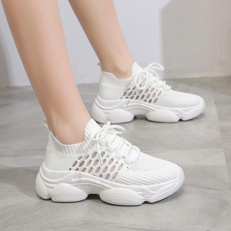 

Little white shoes women s 2025 summer new breathable fashion lightweight mesh fly-woven shoes muffin platform casual shoes 35 белый