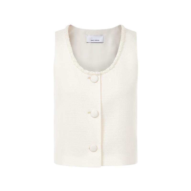 Chic U-Neck Raw Edge Vest XL