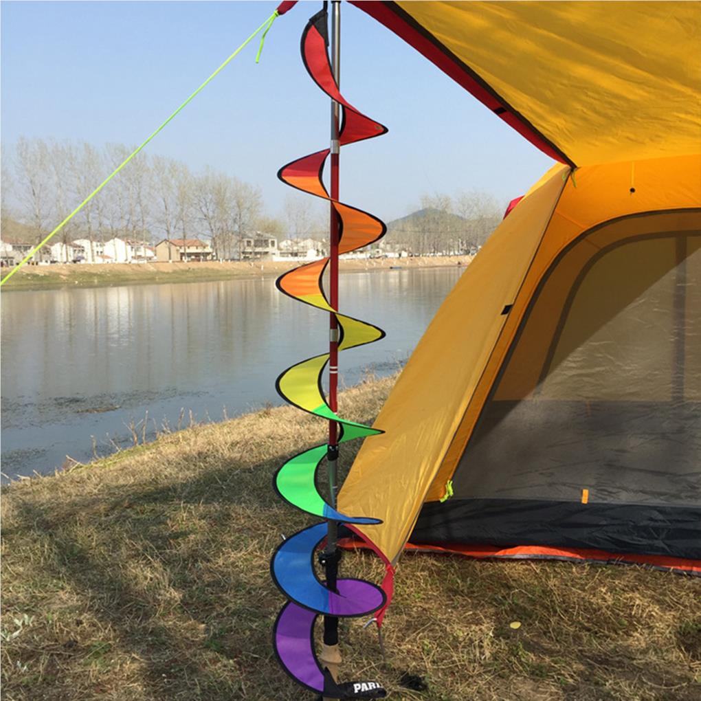 Gartenwindspiele Regenbogenwirbler Windrad Wimpelkette Outdoor Hängedekorationen Campingzubehör für Hof Waldornamente
