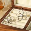 Light Luxury Minimalist Hollow-out Flower Stud Earrings with Zircon Inlay, Designer Ear Jewelry, Titanium Steel Accessories