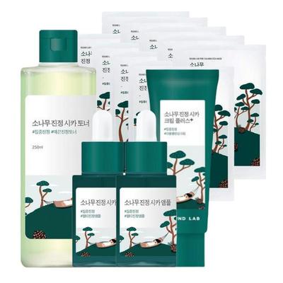 Pine Cica Calming Skincare Set (Mask Pack 10 Sheets + Toner 250ml + Ampoule 60ml + Cream Plus 60ml)