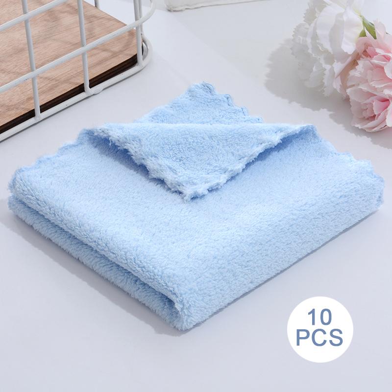 10Pcs Thickened Microfiber High-density Coral Fleece Towel Quick Dry Clean Face Soft Absorbent Towel
