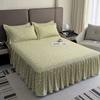 3pcs Twin Tree Pattern Extra Thick Non-Slip Bed Skirt Set with 1 Bed Skirt + 2 Pillowcases (Pillow Inserts Not Included)